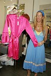 Monica Schenker displays silk robe worn on Enterouge