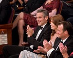 George Clooney, Academy Award nominee for Best Actor for his work in &quotMichael Clayton,&quot and girlfriend Sarah Larson watch the 80th Annual Academy Awards at the Kodak Theatre in Hollywood, CA, on Sunday, February 24, 2008.