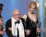 Robert Boyle (left) accepts the Honorary Oscar from Nicole Kidman during the 80th Annual Academy Awards at the Kodak Theatre in Hollywood, CA, on Sunday, February 24, 2008.