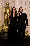 Academy Award winner for Achievement in Art Direction Pilar Revuelta (left) and Eugenio Caballero during the 79th Annual Academy Awards at the Kodak Theatre in Hollywood, CA, on Sunday, February 25, 2007. 