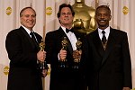 Achievement in Sound Mixing winners Willie Burton (right), Michael Minkler (center) and Bob Beemer accept their Academy Awards during the 79th Annual Academy Awards at the Kodak Theatre in Hollywood, CA, on Sunday, February 25th, 2007.