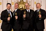 Academy Award winners for Achievement in Visual Effects John Knoll (left), Hal Hickel (left center), Charles Gibson (right enter), and John Knoll during the 79th Annual Academy Awards at the Kodak Theatre in Hollywood, CA, on Sunday, February 25, 2007.