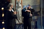 Francis Ford Coppola (left), George Lucas (second from left) and Stephen Spielberg (far right) presented the Academy Award for Best Director to Martin Scorcese (second from right) at the 79th Annual Academy Awards at the Kodak Theatre in Hollywood, CA, on Sunday, February 25, 2007.